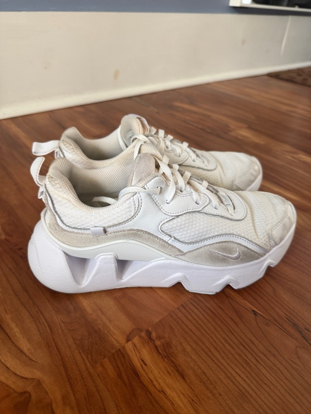 Nike Cream/White Chunky Lace-Up Sneakers